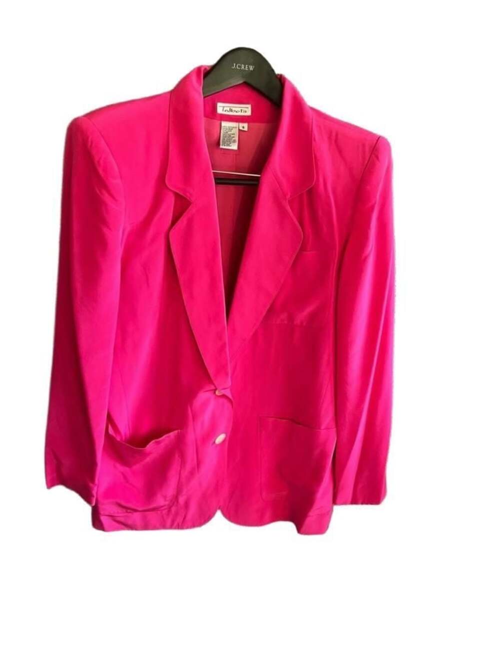 Talbots Vintage Hot Pink 100% Silk Blazer Jacket Size 6